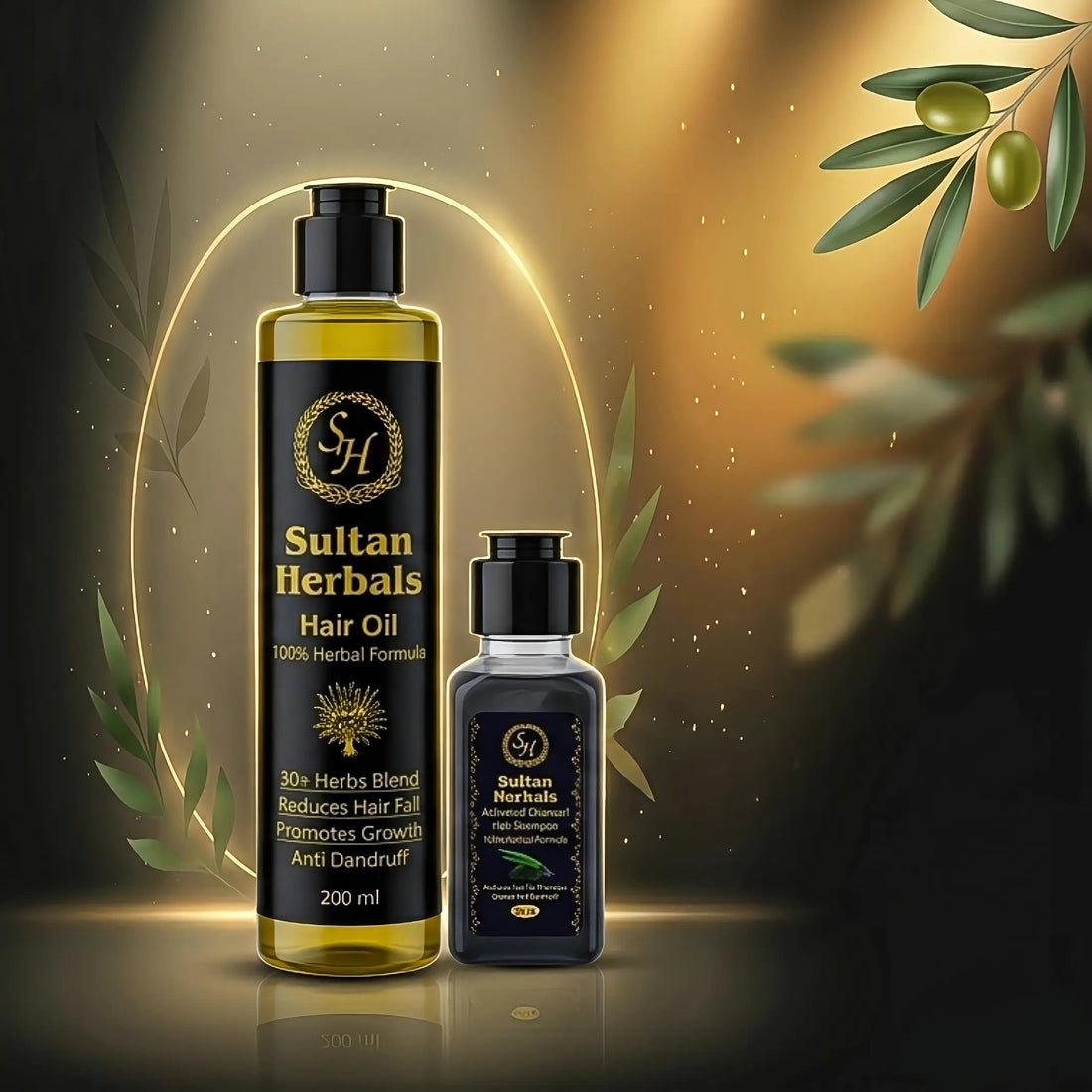 SULTAN HERBALS HAIR OIL  60ML Shampoo free  30+ HERBALS AND 7+ OIL
